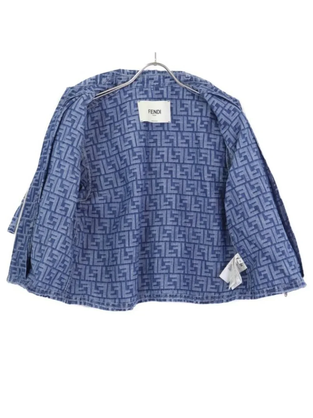 Fendi Zucca Pattern Denim Zip Up Short Sleeve Jacket 38 - Picture 4 of 9